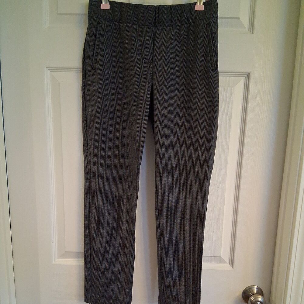 J.Jill Slim Leg Ponte Pants XS Petite Black Geometric Textured Knit Stretch EUC